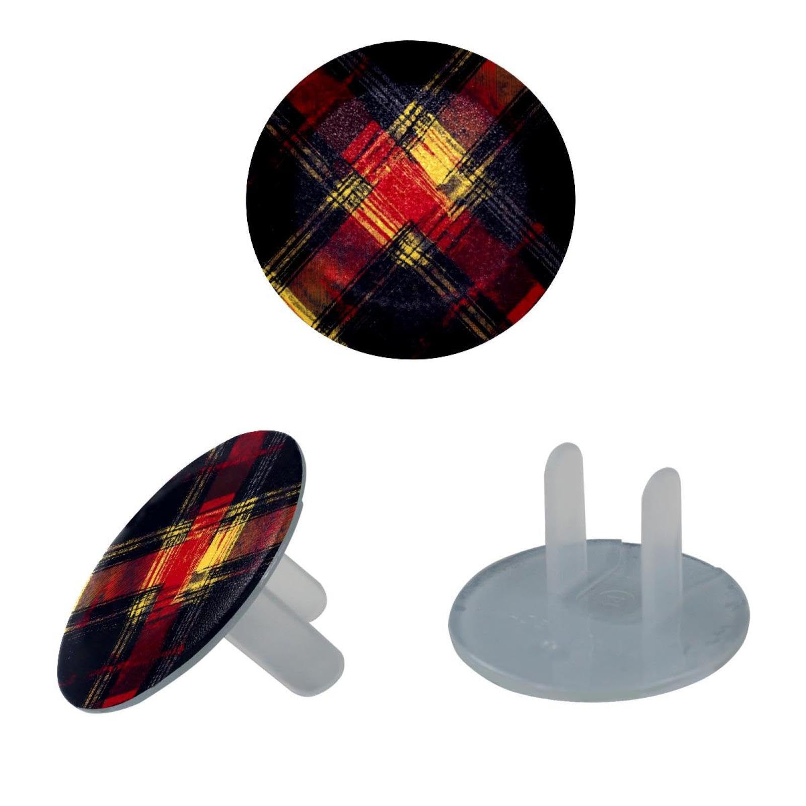 24 Pieces Outlet Covers Baby Child Proofing, Plaid Pattern Electrical Safety Socket Protection Caps, 2-Prong Power Wall Plate Safety Plugs Covers