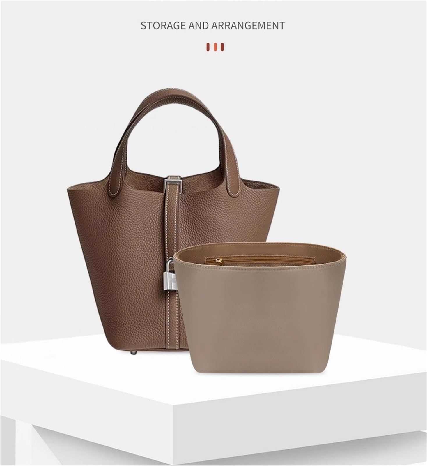 Organizer per borsa in nylon, inserto portaoggetti per borsa Hermes Picotin18/22(Brown,Picotin18)