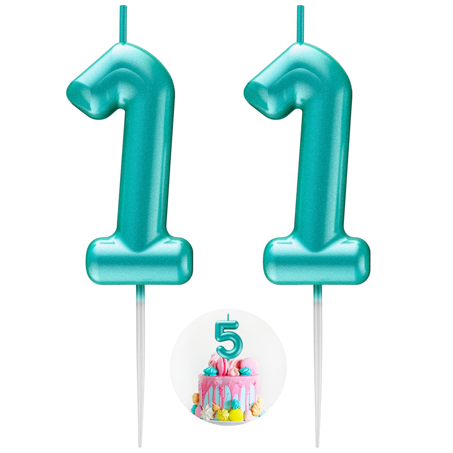 Blue Number 11 Candle Happy Birthday 3D Number Candles for Birthday Cake Party Decoration Wedding Anniversary Celebration Supplies