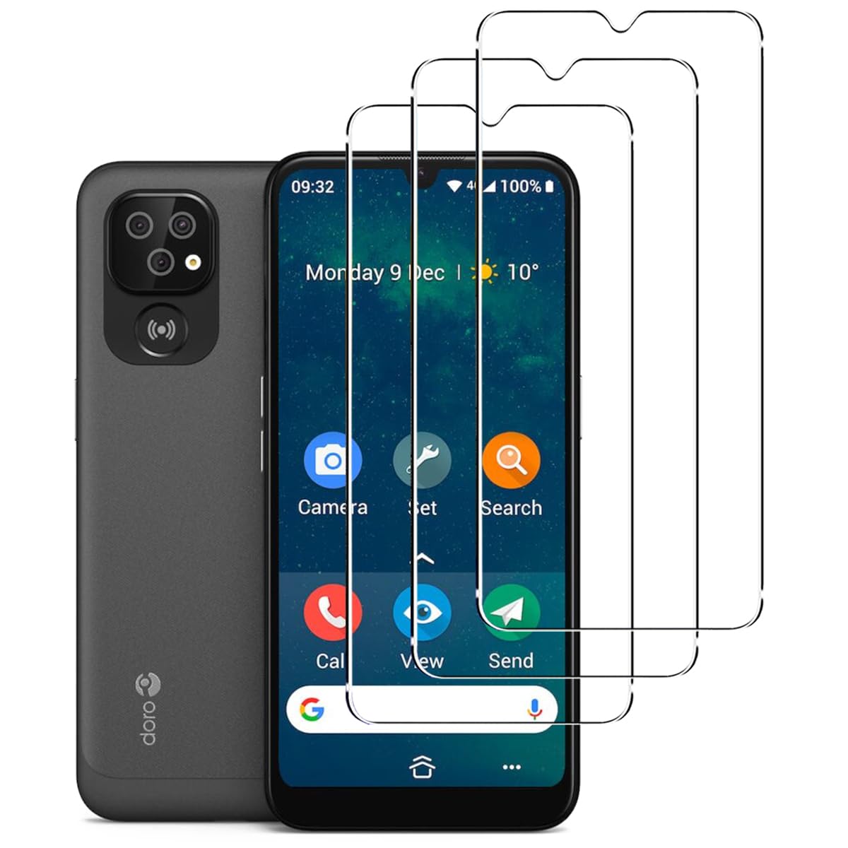 carinacoco 3 Pack Screen Protector for Doro 8100/Doro 8100 Plus 4G, 9H Hardness,Anti-Scratch,HD Clarity,Bubble Free Tempered Glass Screen Protector for Doro 8100