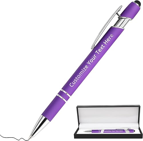 Vista 83 de Aolun Bolígrafo personalizado, bolígrafo grabado personalizado con lápiz capacitivo, metal suave al tacto, introduce el nombre, logotipo o mensaje