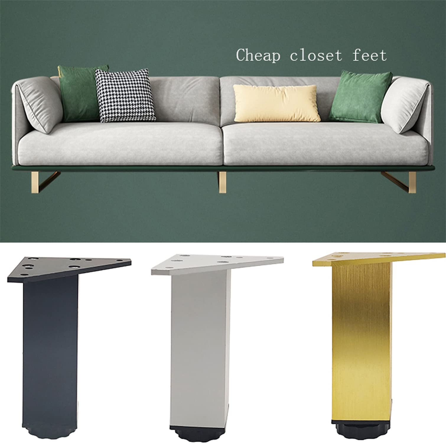 4 Gambe Per Mobili In Alluminio 80mm - Piedini Regolabili Per Divani, Tavoli, Cucina, Nero - Foto 9