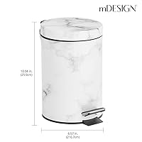 Vista 3 de mDesign Extra Pequeño Moderno Cubo de Basura Redondo de Metal con Tapa y Pedal de 3 Litros/0.7 Galones, Compacto, con Cubo Interior Extraíble y Asa