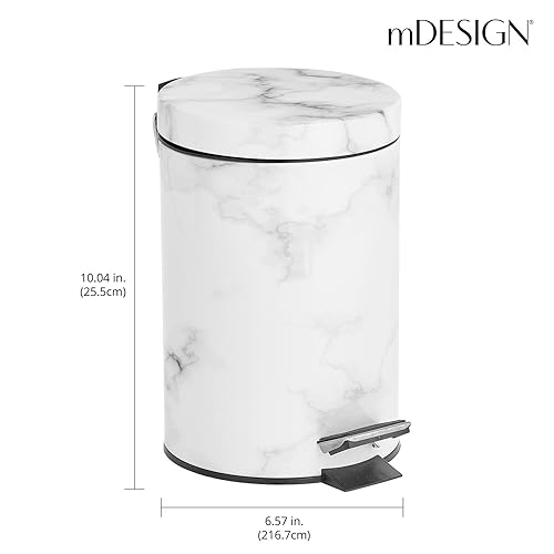 Miniatura 3 de mDesign Basurero redondo de metal extra pequeño y moderno de 3 litros.7 galones, cubo de basura compacto con cubo extraíble y asa para baño, cocina,