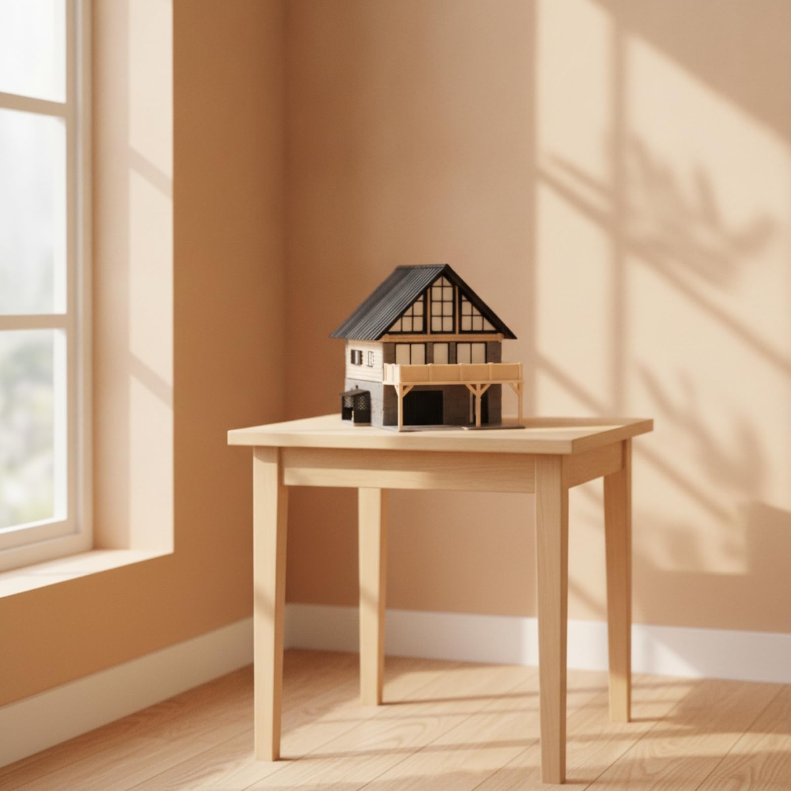 mit Balkon zweistöckig Miniatur Maßstab 1:64 Diorama-Haus für Sammler, Modelleisenbahn, Vitrinen-Display