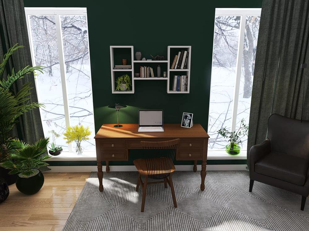 Estantería decorativa de pared con 5 estantes, 102 x 60 x 18 cm, diseño escandinavo, para salón, cocina, oficina, dormitorio, baño, estantería colgante (roble Sonoma)