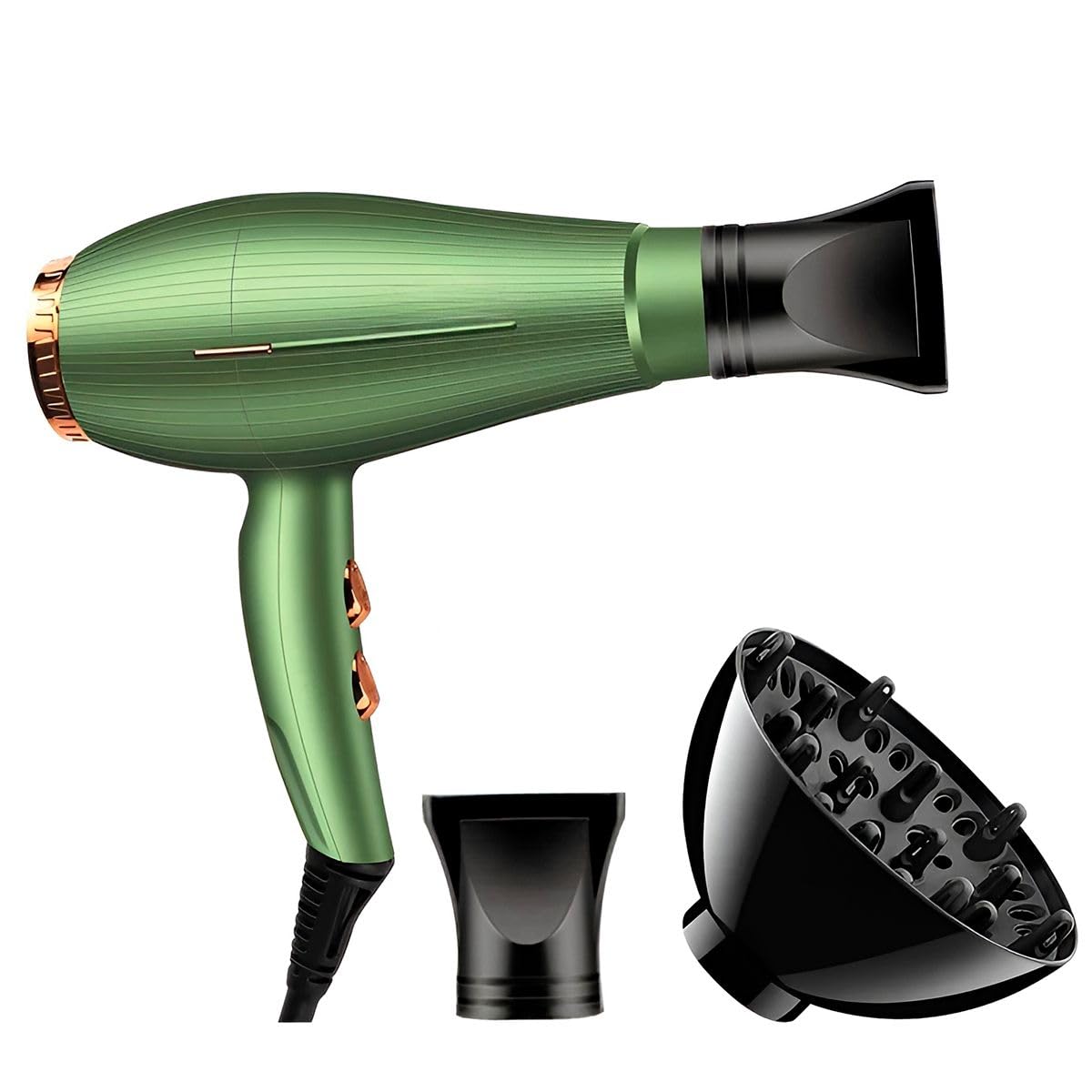 Secador de Cabelo 110v com Difusor e Bico Profissional 3500W com Fio Potente (Verde)