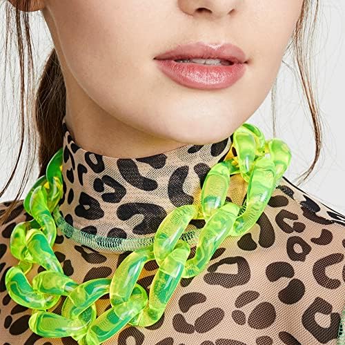 Wiwpar Acrylic Choker Necklace Statement Chunky Fashion Acrylic Necklace Colorful for Women Girls (Green)