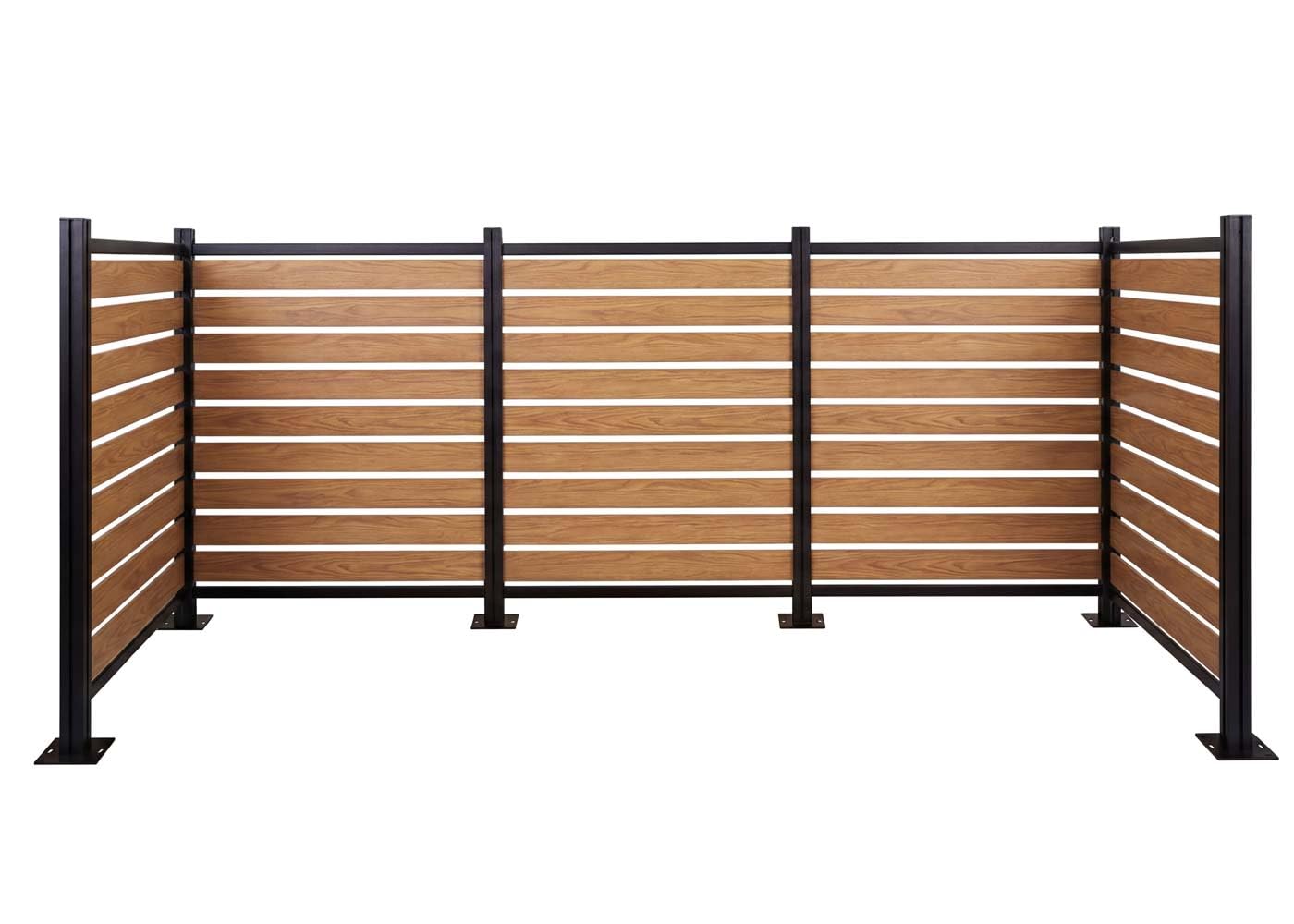 Recinzione fendivista bidoni box spazzatura rifiuti HWC-K57 alluminio aspetto legno 130x300x110cm - marrone chiaro