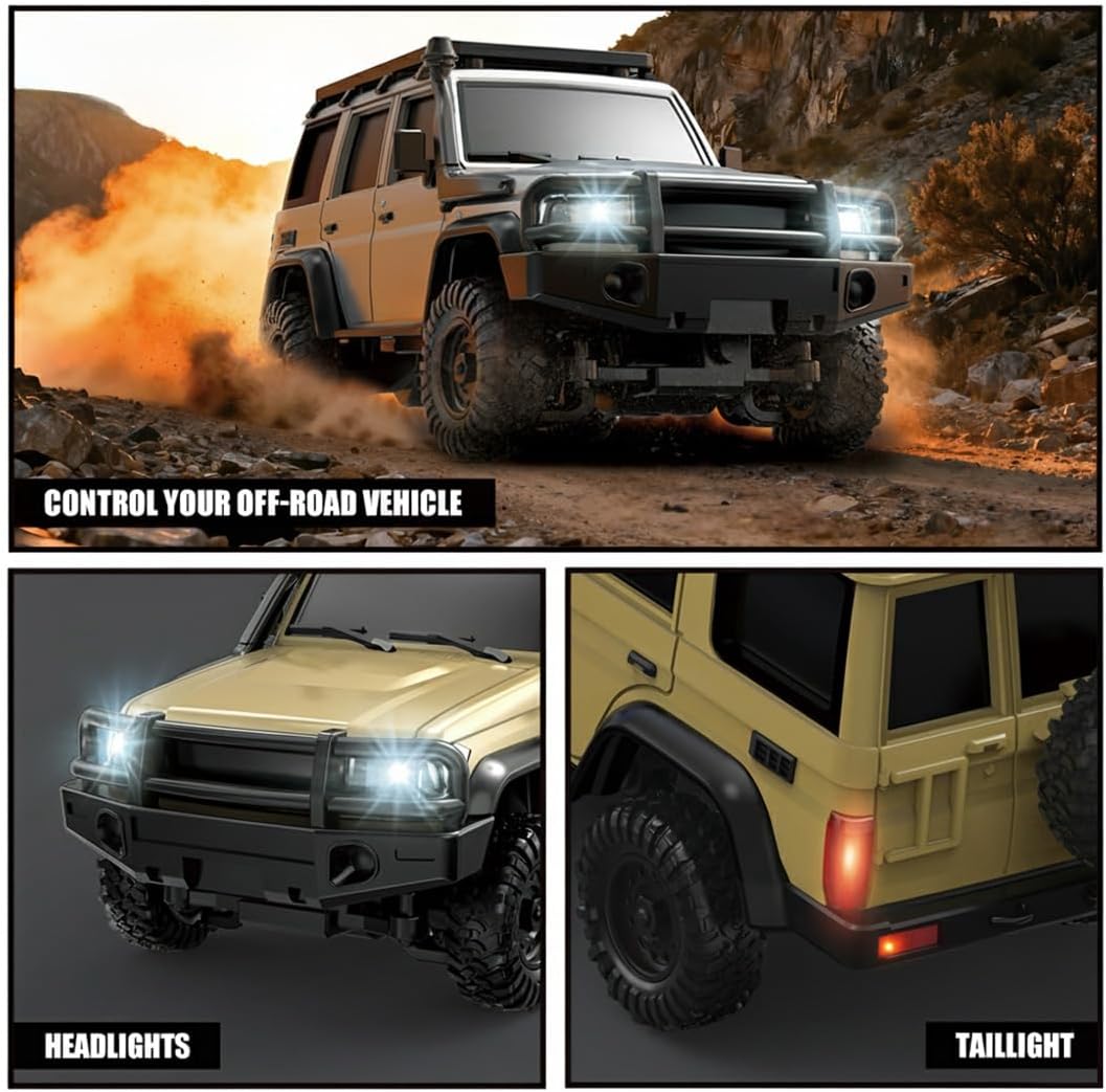 RC 4WD Crawler with Dual Shell, 1/43 Scale Full-Proportional RC Crawler Model with APP Control and LED Lights, Model Vehicle Gift for Adults Teens