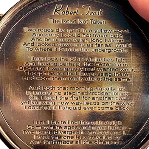 2.5" Robert Frost Poem Compass With Handmade Leather Carry Case Free Rustic Vintage Home Decor Gifts #TOP4