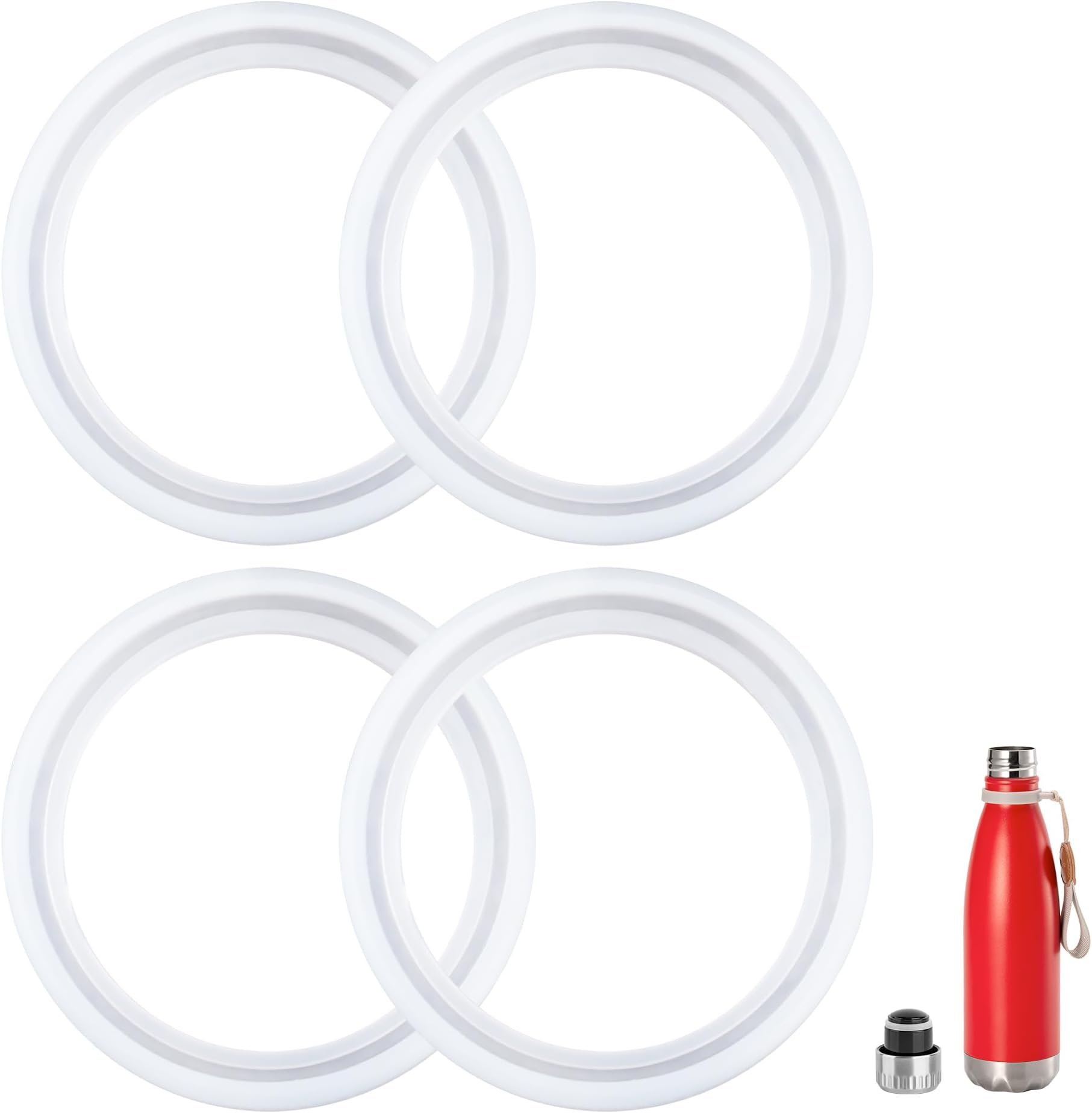 4 Pack Silicone Sealing Rings - Replacement Gasket for Swell, Mollcity, Mira and Iron °Flask Retro Cola - Shape Sport Insulated Water Bottles