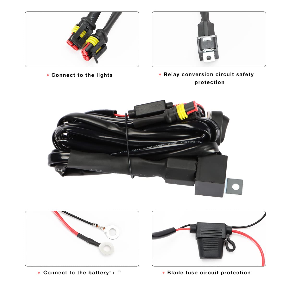 LITTOU Motorcycle Light Fit per Moto ATV Trattore Carrello elevatore Barca Spotlight Universale Faro Fendinebbia Luce di Esecuzione Luce ausiliaria (Set Completo)