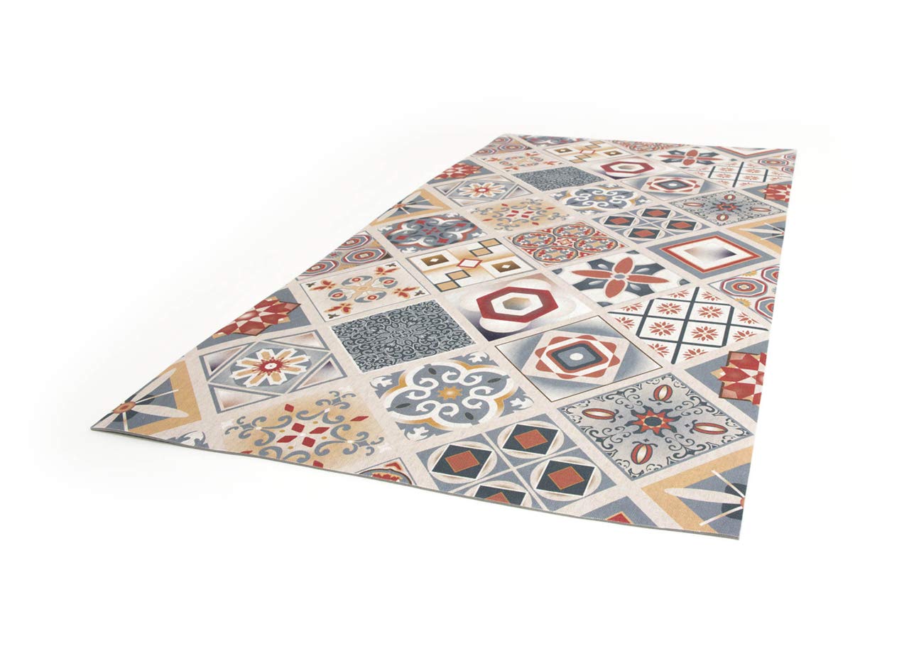 BIANCHERIAWEB Tappeto Passatoia Cucina Antiscivolo Digitale Dis. Maiolica Mattonella Multicolor 50x400 Multicolor