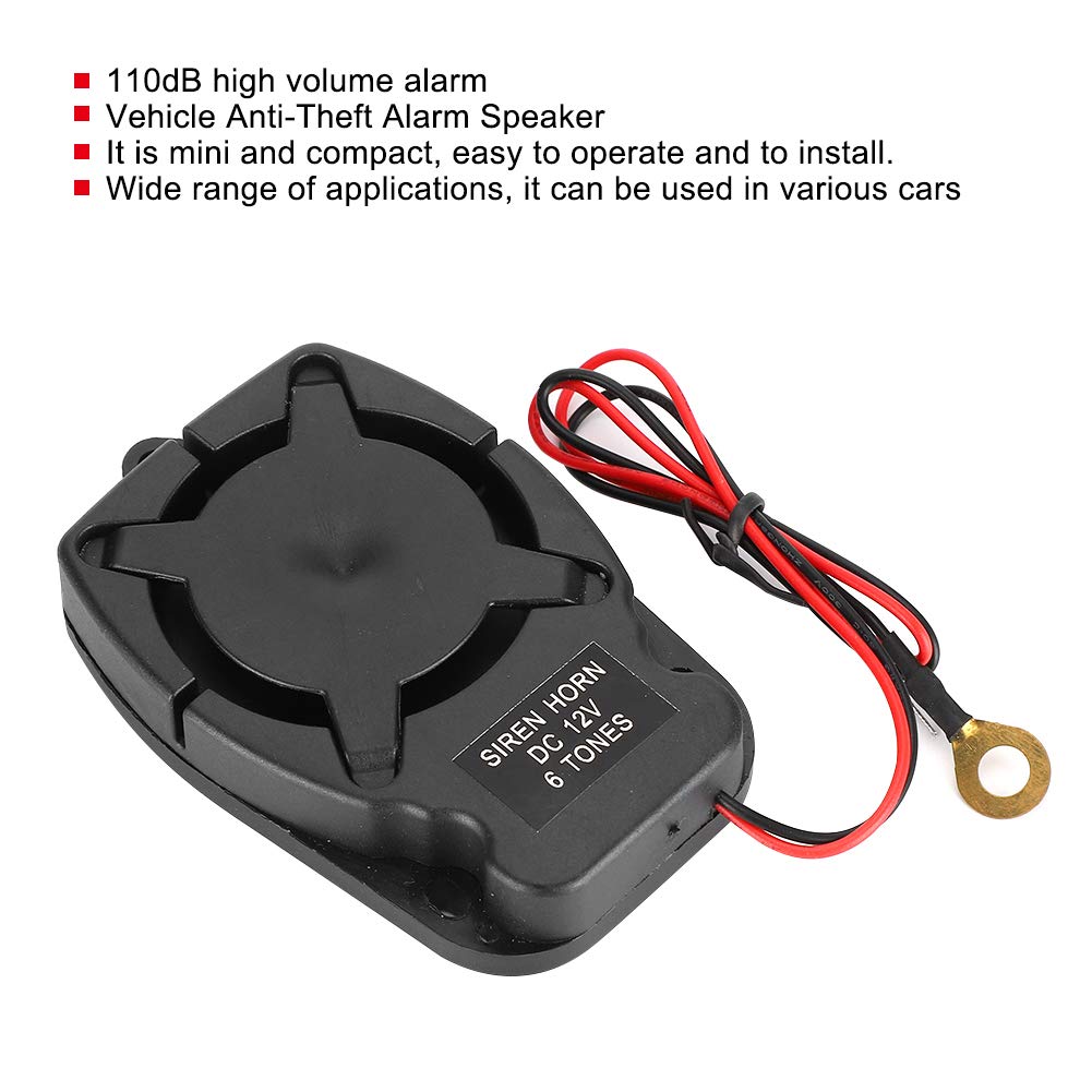 Car Alarm, 12V Alarm Siren Horn Car Vehicle Anti Theft Alarm Speaker for Car Home Security Protection System