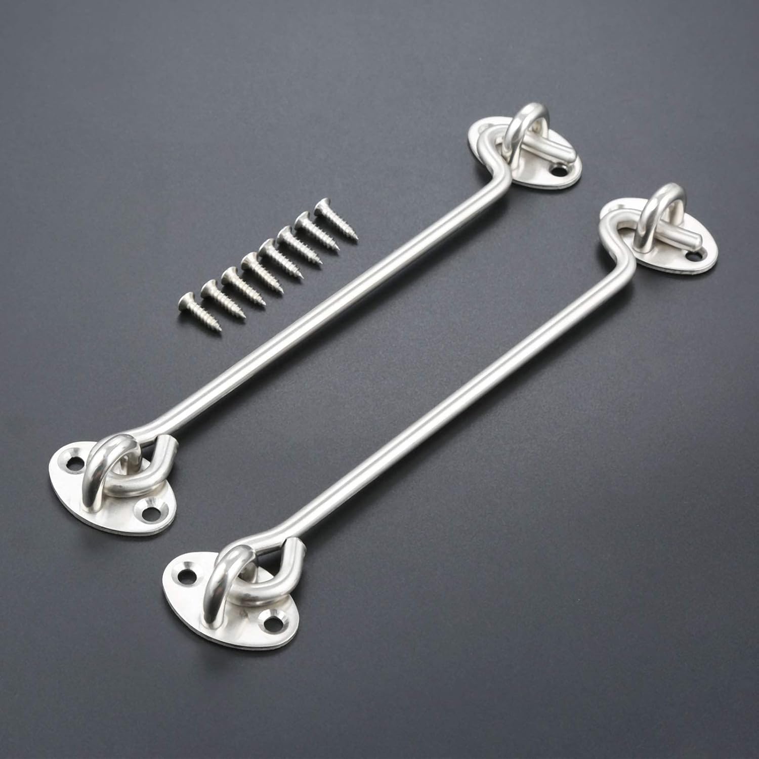 Mgoodoo 200mm Eye Latch Gate Hook,Window Brace Gate Door Catch with Screws,Cabin Hook Door Latch Lock for Window Garage Garden Door Heavy Duty Gate Sliding Door-1PC 8Inch - Image 3