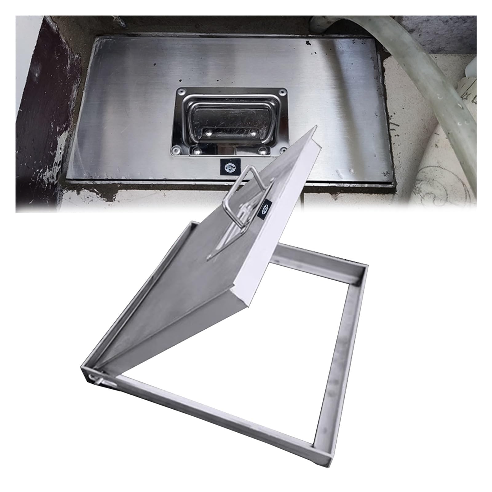 Copertura invisibile per pozzetto con manico nascosto, copertura per fossa settica in acciaio inossidabile resistente, copertura per ispezione in metallo integrata per interni ed esterni