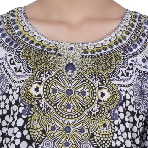 Image of Miss Lavish London Black Kaftan Dresses for Women V Neck Batwing Sleeve Beach Vacation Bikini Swimsuit Cover Ups Loungewear for Summer,Pockets on Both Sides, Resort Wear & Cruise Coverup- Black-S