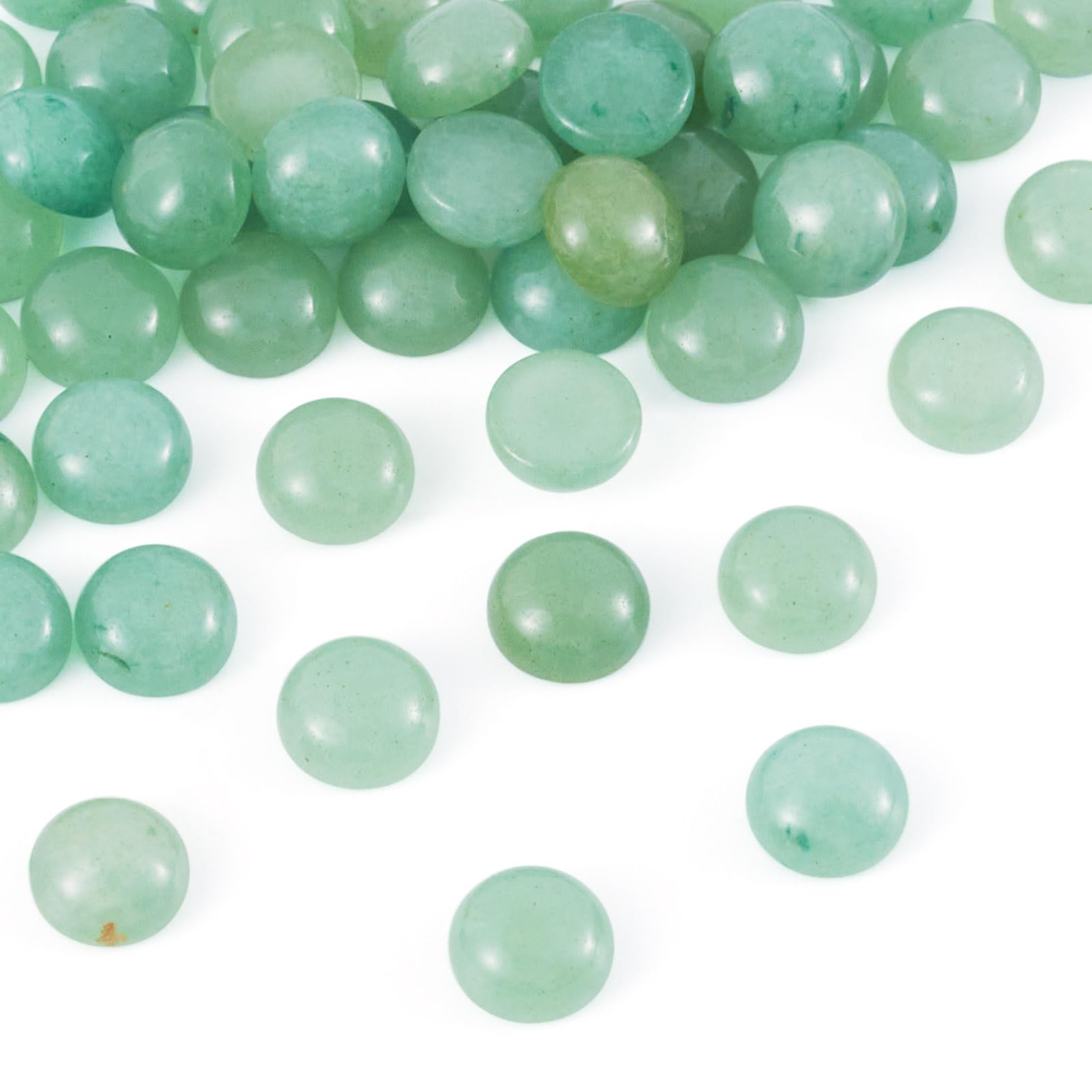 Craftdady 50PCS Flat Round Cabochon 8mm Natural Green Aventurine Chakra Healing Crystal Half Round Dome Cabs Flat Back Covers for Jewellery Making — image 1