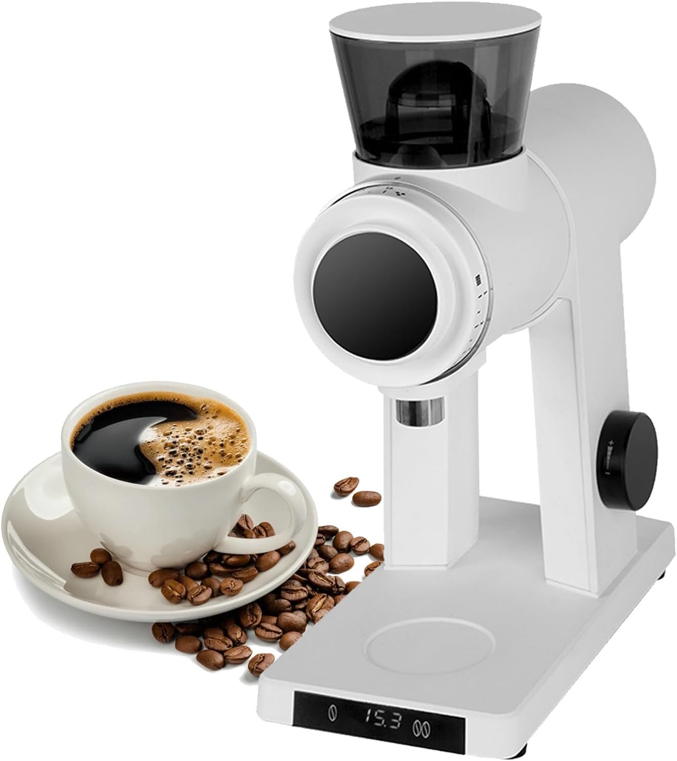Commercial Professional Automatic Coffee Bean Grinder, with 60mm Flat Stainless Steel Blades, 16 Fineness Settings, Adjustable Time