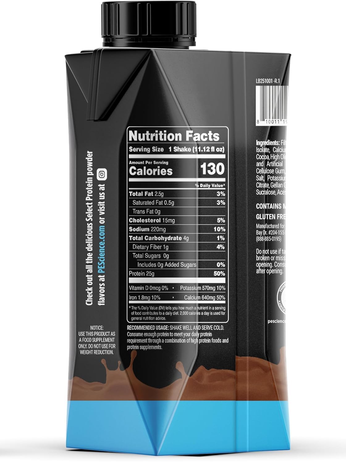 PEScience Select Protein Shake RTD, Chocolate Truffle, Pack of 12 — Amazon image 9