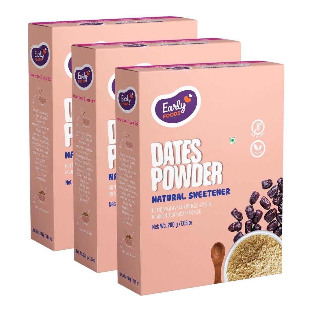 Early Foods - Combo Pack of 3 : Dry Dates Powder - Natural Sweetener 200 grams x 3 (B09H3JSCN2) Amazon Price History, Amazon Price Tracker