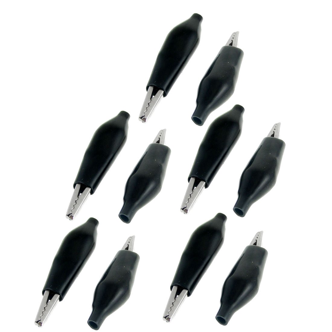 Aexit 10 Pcs Electrical Testing Black Boot Electric Test Clamp Alligator Clips Voltage Testers 45mm Long