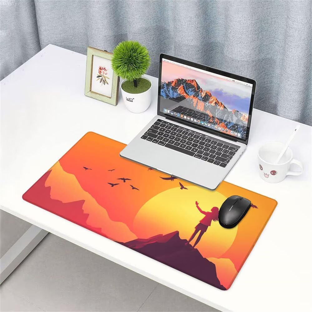 Alfombrilla de Mouse para Juegos, Giallo, XXL, Antideslizante, Impermeable, Diseño de Il picco, Extendido, Grande, 1200x600x3mm, para PC, Laptop, Ufficio, Famiglia d-622