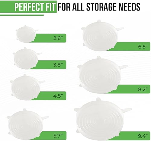 Miniatura 8 de Tapas elásticas de silicona reutilizables para almacenamiento de alimentos en el refrigerador, fundas elásticas resistentes al calor, tazas, latas,