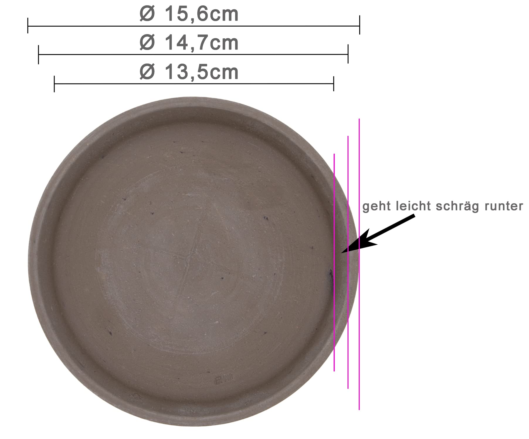 Ton Untersetzer 3 Stück Made in Germany Pflanzenteller Teller Terrakotta Übertopf wiederverwendbar rund braun 3er Set (Durchmesser außen 15,6 cm)