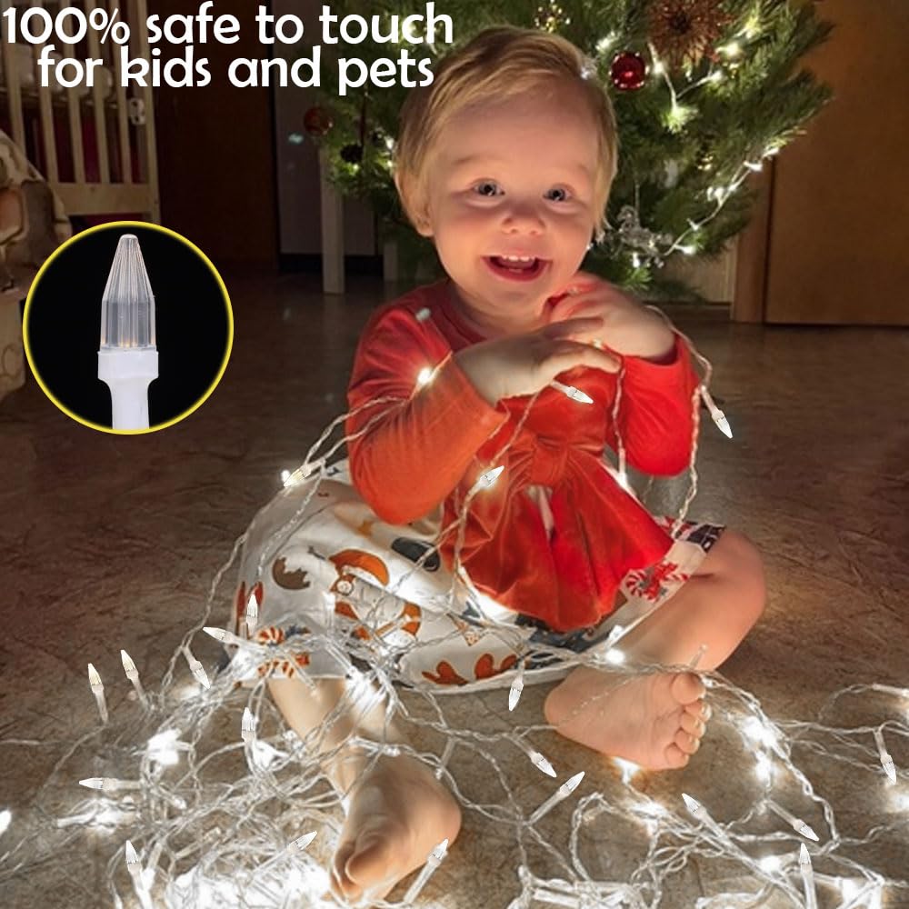Lang Lichterkette Außen Strombetrieben,100M 800LEDs Mini Glühbirne Lichterkette Weihnachtsbeleuchtung Außen Innen Baum Lichterkette 8 Modi mit Fernbedienung, Timer,Wasserdicht(Weiss)