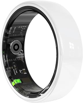Smart Rings for Couples,Health Rings for Men & Women, 24/7 Track Heart Rate, Sleep, SpO2, Stress, HRV & Cycles. 5ATM Waterproof, iOS/Android, No Subscription. White, 6 16.6mm