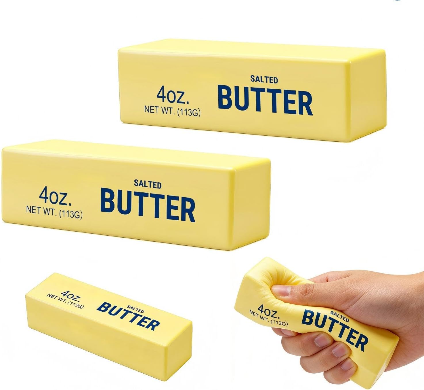 2PCS Butter Squishy, Soft Scented Fidget Squishy, Butter Squishy Toy, Cream Scented Butter Squeeze Toy，Slow Rising Butter Stick Stress Relief Toy for Relaxation,Office Desk Decor (Light Yellow)