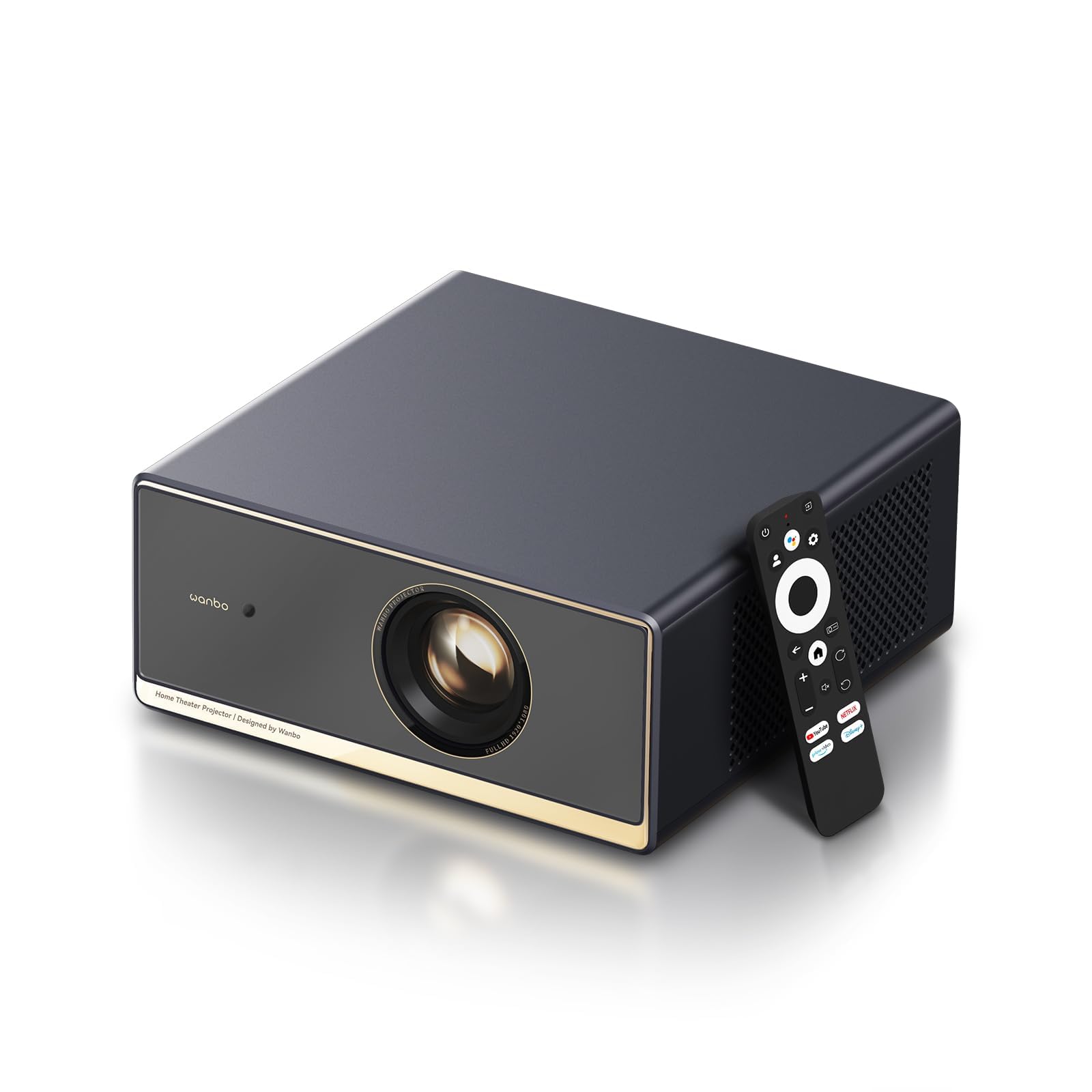 WANBO X5 Pro Vidéoprojecteur 4K avec Google TV et Netflix intégré, 1100 ANSI, HDR10, 1080P Natif, WiFi Bluetooth, Haut-parleurs 12W, Auto Focus & Keystone, HDMI 2.0, Ultra Silencieux 26 DB