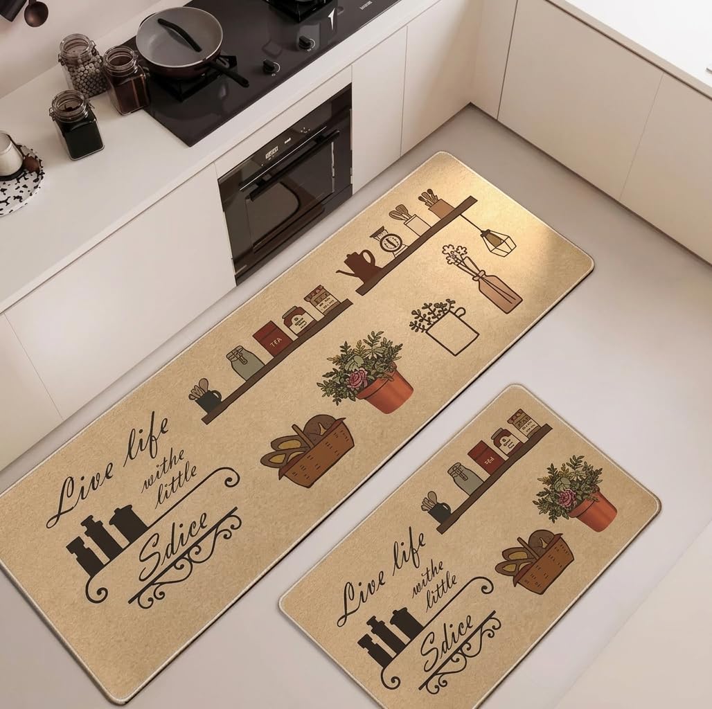 proxin 2 Pcs Kitchen Mats Set – Waterproof Memory Foam Anti-Fatigue Mat Comfortable Standing Mat for Kitchen Non-Slip Rug for Kitchen, Sink, Laundry & Home Office