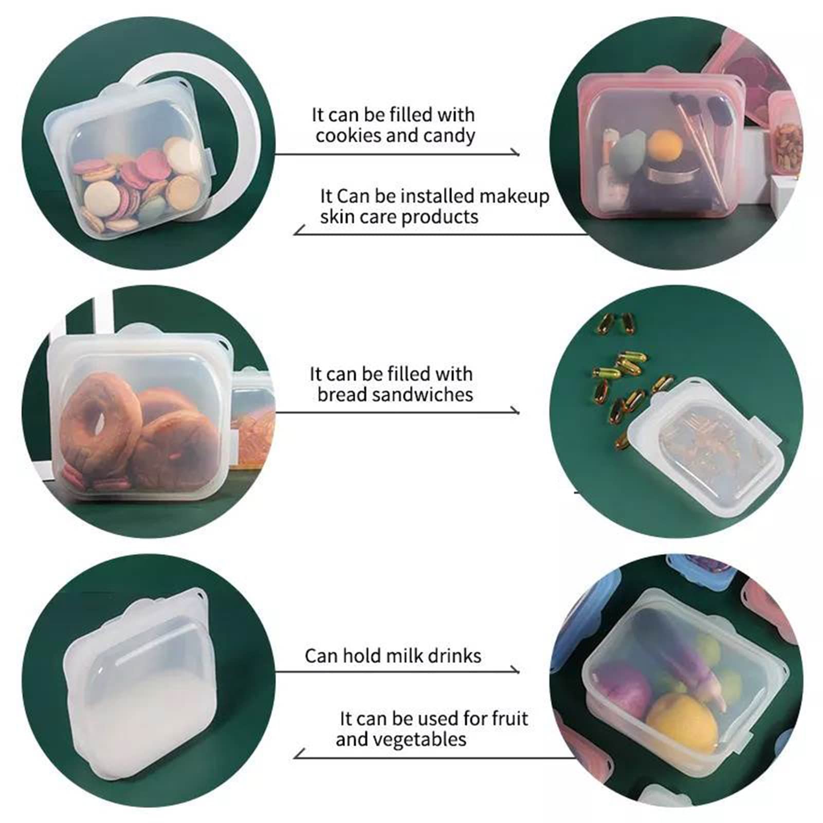 Sacchetti di stoccaggio in silicone, in piedi, sacchetti riutilizzabili for la conservazione degli alimenti, adatti for la conservazione di vari alimenti congelati, mantenere freschi, montati a parete