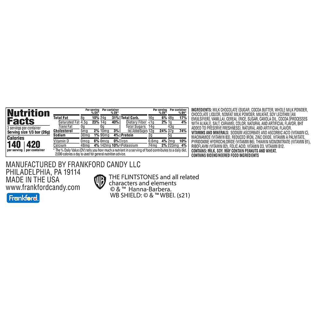 Cocoa PEBBLES King Size Candy Bar, (Bulk Pack of 18 Individually Wrapped Bars), Halloween Night Handout for Kids Girls Boys Teens Adults by Frankford Candy