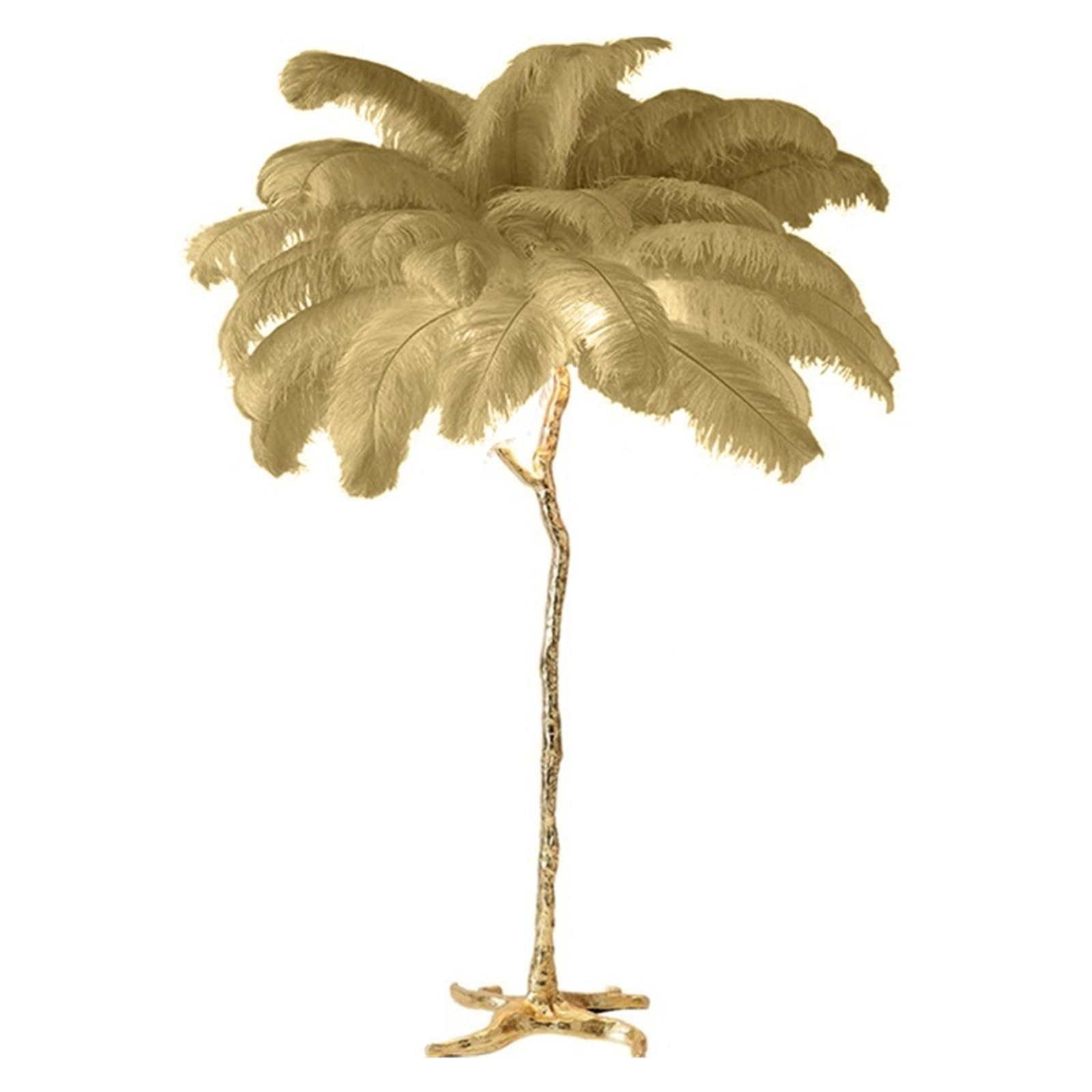 SMTYXS Nordic Home Decor Floor Lamps for Living Room Standing Modern Luxury Ostrich Feather LED Lamp Gold Resin Light Elegant Luxurious(H180cm 35 Feathers,Khaki)