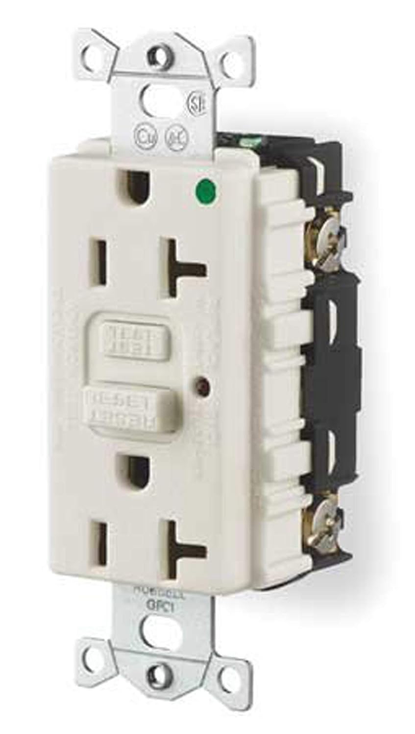 Hubbell GFR8300HWLA Commercial Hospital Grade LED and GFCI, 20 amp, 125V, White