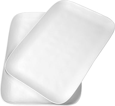 KX-WARE White Melamine Serving Trays Set of 2 17 x 12 | Large Reusable Rectangular Party Platters | Serve Appetizers, Fruit, Veggies, Desserts | BPA-Free & Dishwasher Safe