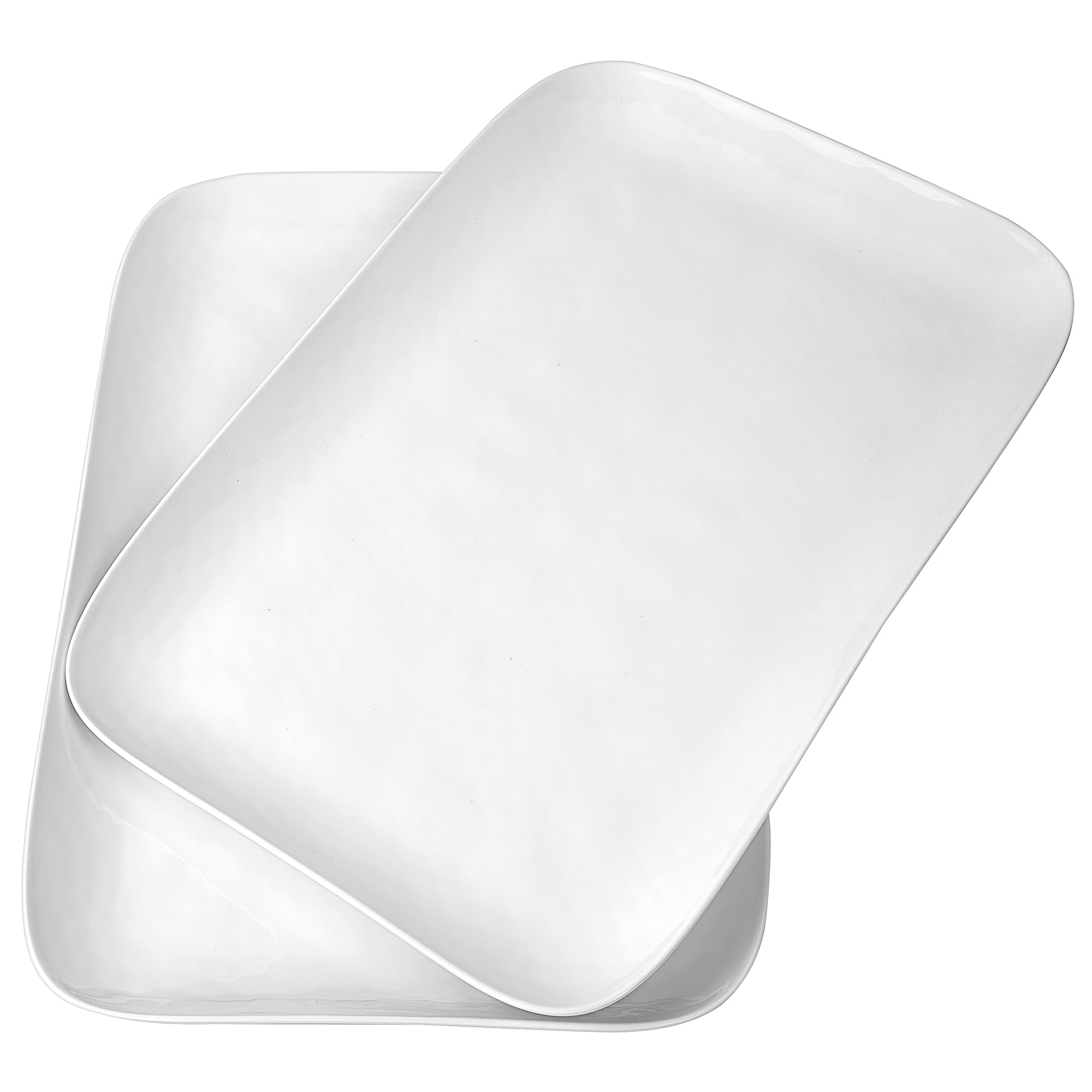 KX-WARE White Melamine Serving Trays (Set of 2) 17” x 12” | Large Reusable Rectangular Party Platters | Serve Appetizers, Fruit, Veggies, & Desserts |