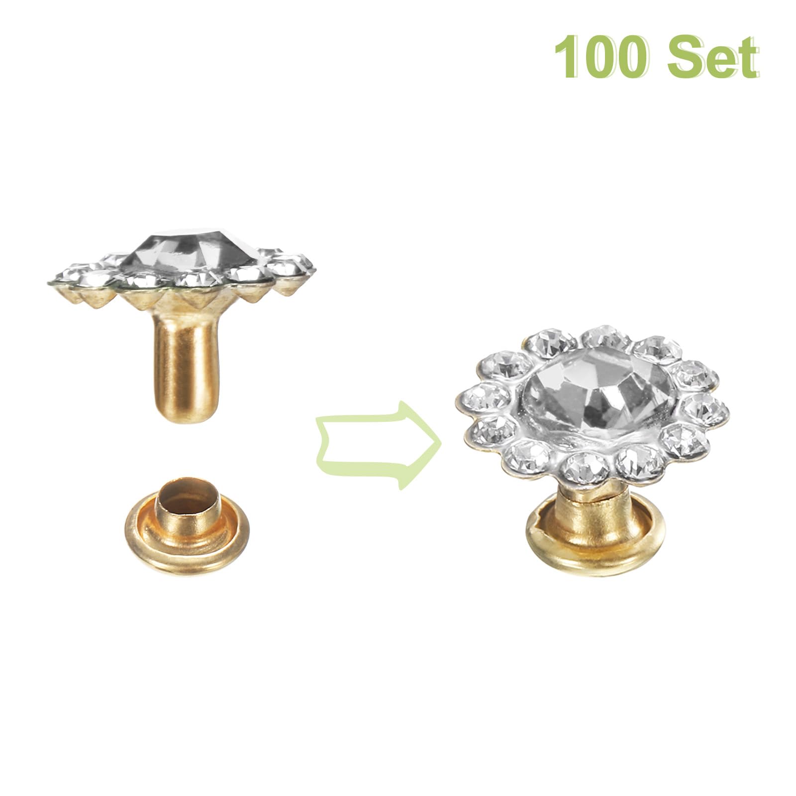 Amazon.com: HARFINGTON 100 Set Rhinestone Rivets Studs 11mm