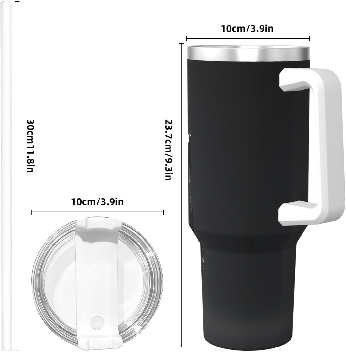 40 OZ Black robot Print Ice Bully Cup with Handle Straw Lid Straw,Stainless Steel Tumbler Coffee Cup