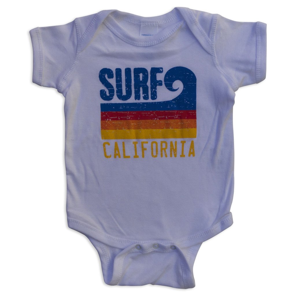 Sol Baby Surf California Stripe Wave White Onesie