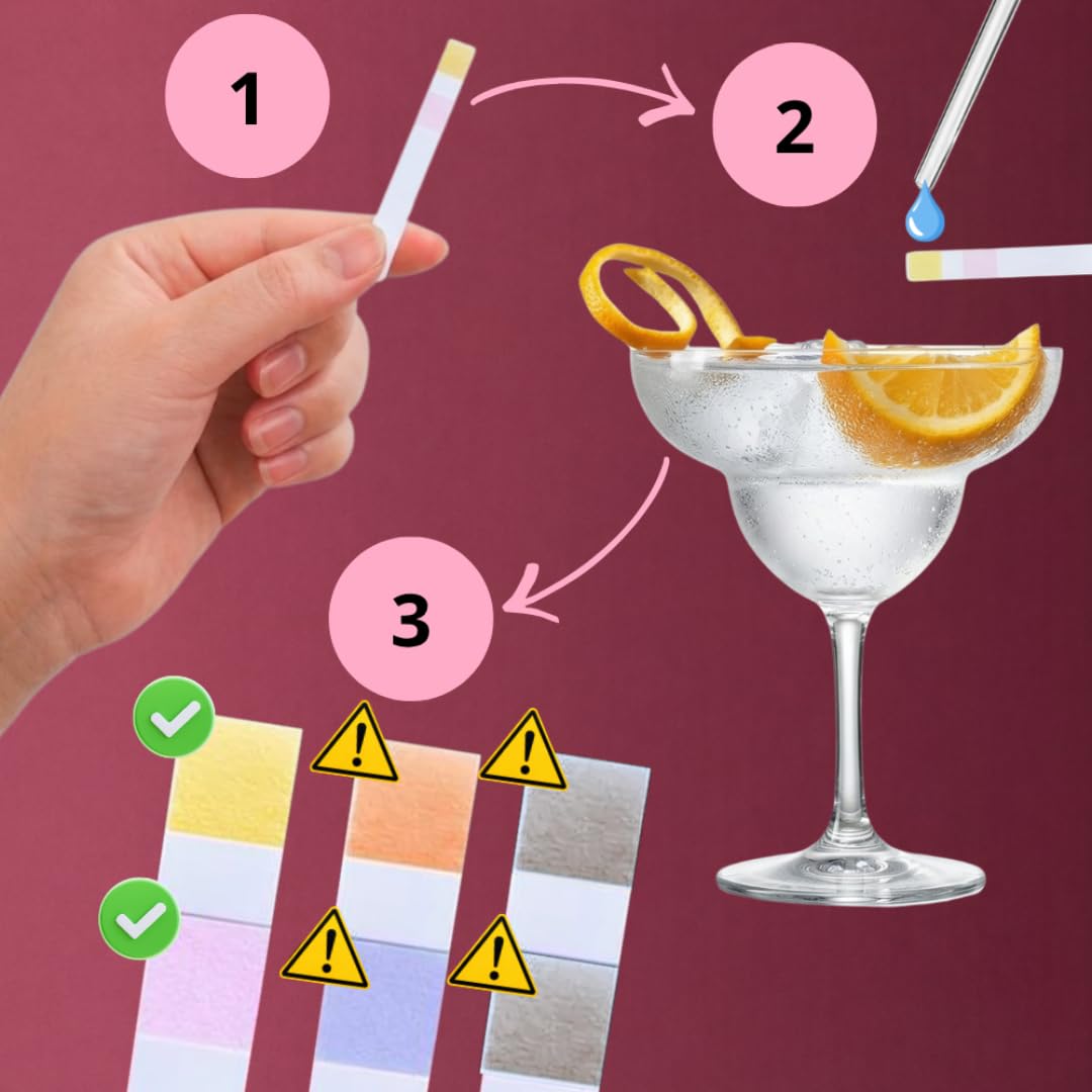 Pack de 10 tests - Test anti drogue - Kit de dépistage de drogues rapide et pratique pour boissons - Détection en 2 minutes - 2 sachets de 5 tests - Kits de tests à prendre partout avec vous