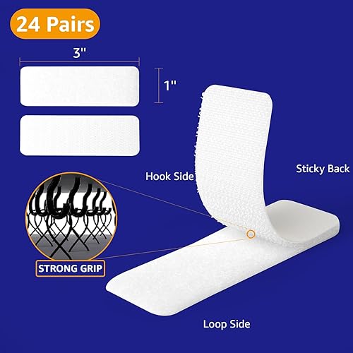 Miniatura 9 de BESTAPE Puntos autoadhesivos, 80 unidades (80 pares) de 0.98 pulgadas de diámetro, puntos blancos de gancho y bucle, monedas adhesivas para escuela,