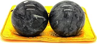 STCREE Bolas de Mármol de 5 cm, Bolas Chinas de Baoding, Color Negro, Gris Oscuro, para Salud, Meditación, Fitness, Terapia de Mano, Sin Campanillas TQGJST11