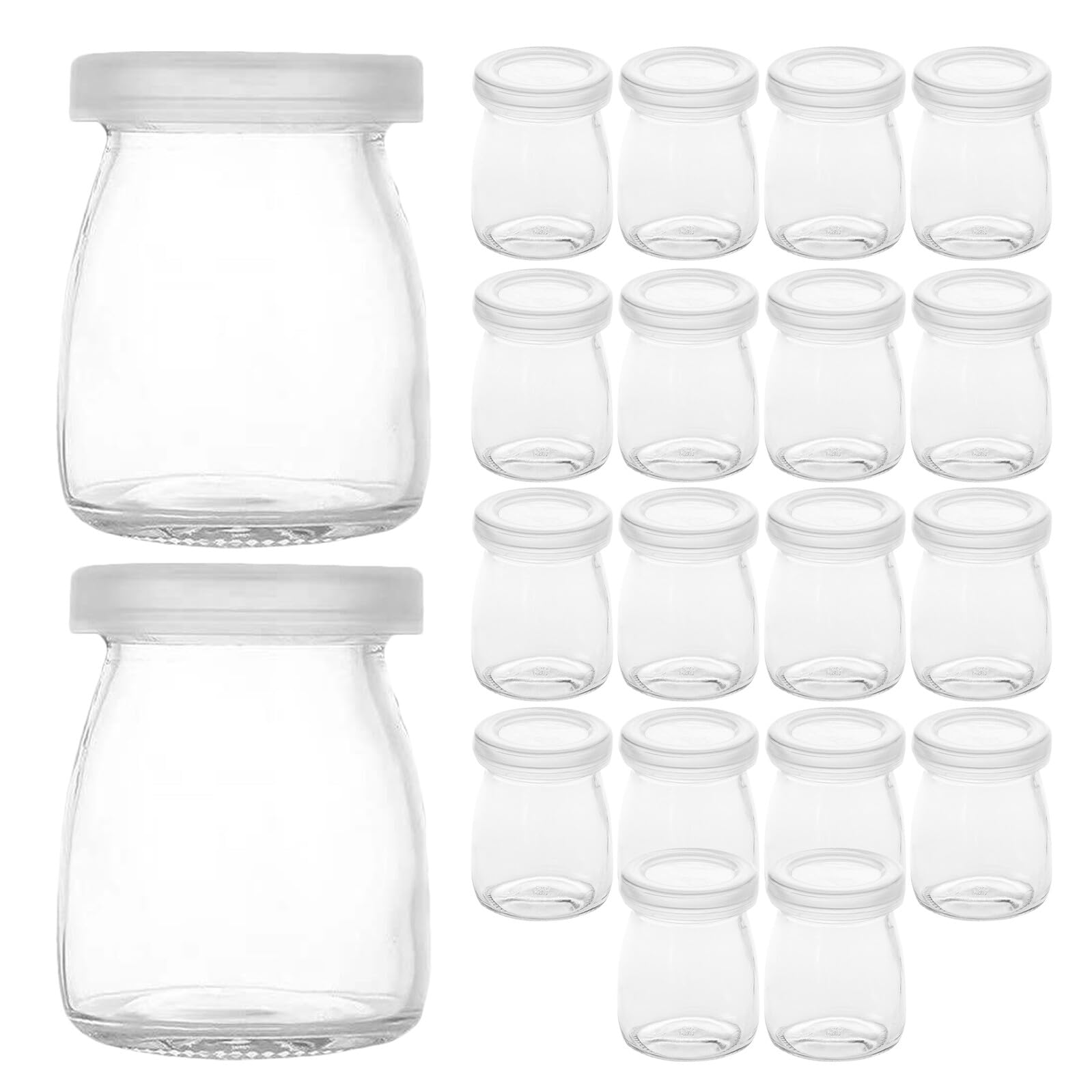 20 Stück Glas Joghurtgläser mit Deckel Hitzebeständige Luftdichte Dessertbehälter Vielseitige Pudding Marmeladengläser für Honig Babybrei Partygeschenke Wiederverwendbar und