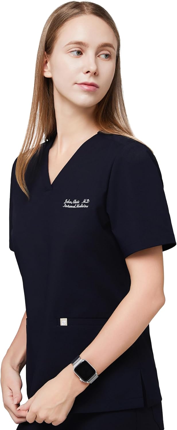 Women's Medical Scrub Uniform Top S-5XL w/Pockets