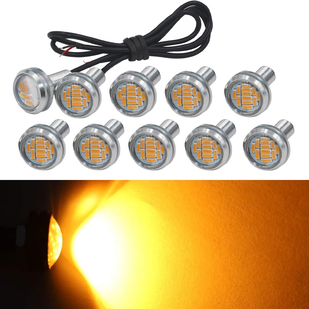 Yolu 10-Pack Eagle Eye Lights Amber 4014 12-SMD 20mm Eagle Eye Led Bulbs Daytime Running Lights Reverse Tail Brake Turn Signal Light Tail Backup Lights Marker Lights 12V